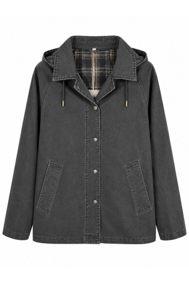 CHAQUETA CASUAL CON CAPUCHA Y FORRO DE CUADROS VARIOS COLORES TY-Z68833