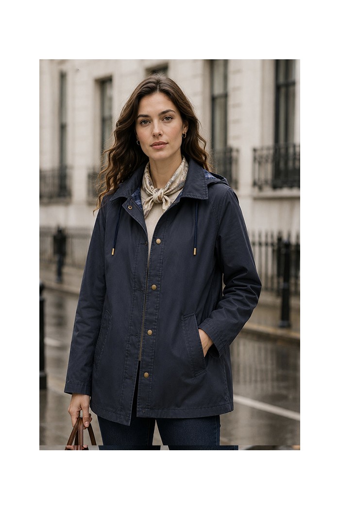 CHAQUETA CASUAL CON CAPUCHA Y FORRO DE CUADROS VARIOS COLORES TY-Z68833