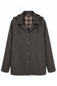 CHAQUETA CASUAL CON CAPUCHA Y FORRO DE CUADROS VARIOS COLORES TY-Z68833
