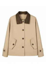 CHAQUETA CORTA ESTILO TRENCH CON CUELLO CONTRASTADO VARIOS COLORES TY-Z68851