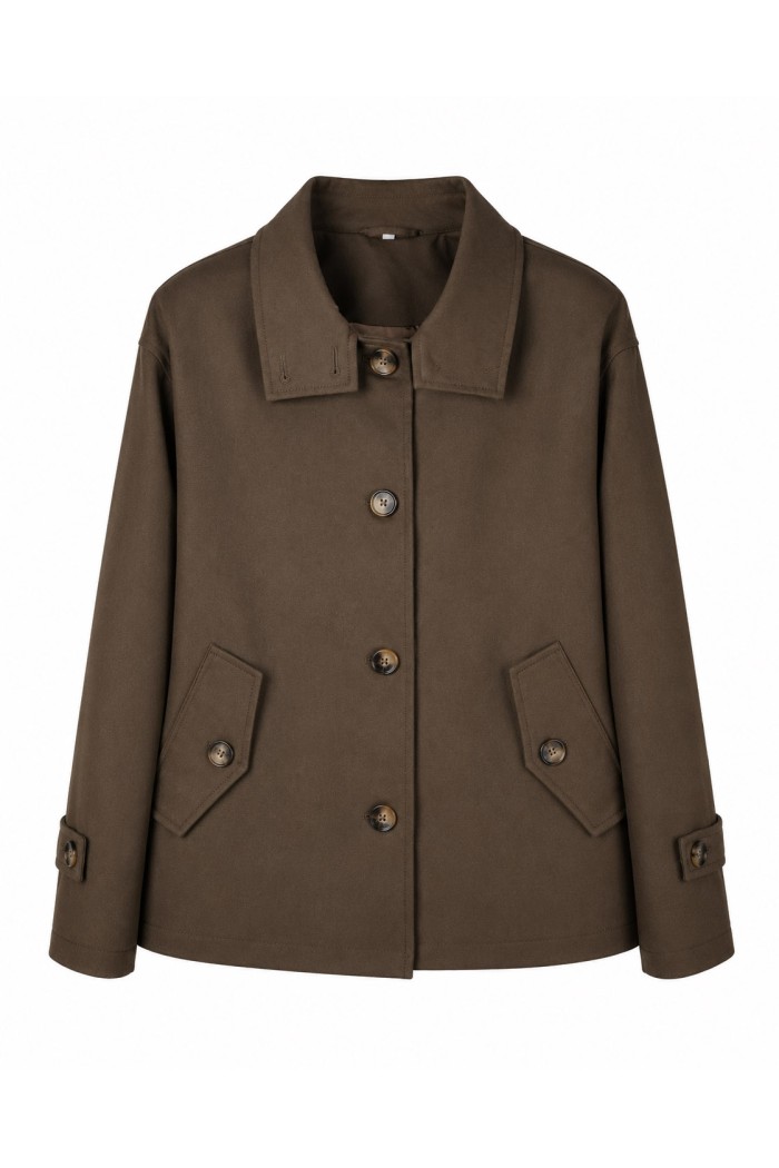 CHAQUETA CORTA ESTILO TRENCH CON CUELLO CONTRASTADO VARIOS COLORES TY-Z68851