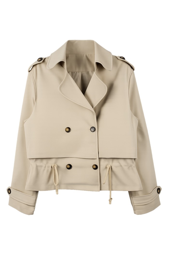 CHAQUETA CORTA ESTILO TRENCH CON CINTURA AJUSTABLE VARIOS COLORES TY-Z68850