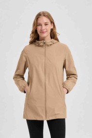 CHAQUETA REVERSIBLE CON CAPUCHA Y CREMALLERA CAMEL LILA OBRF2101