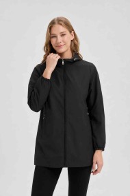 CHAQUETA REVERSIBLE CON CAPUCHA Y CREMALLERA NEGRO BEIGE OBRF2101