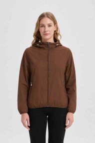 CHAQUETA CORTA REVERSIBLE LIGERA CON CAPUCHA CHOCOLATE VERDE OBRF2100