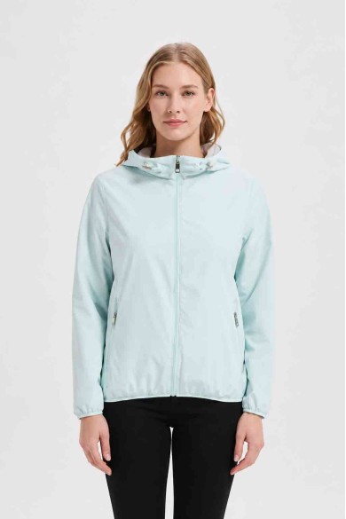 CHAQUETA CORTA REVERSIBLE LIGERA CON CAPUCHA AZULAGUA GRIS OBRF2100