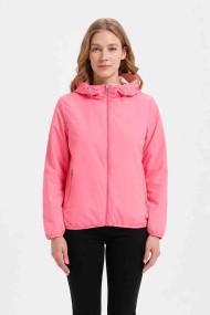 CHAQUETA CORTA REVERSIBLE LIGERA CON CAPUCHA FUSIA BEIGE OBRF2100