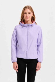 CHAQUETA CORTA REVERSIBLE LIGERA CON CAPUCHA LILA FUSIA OBRF2100