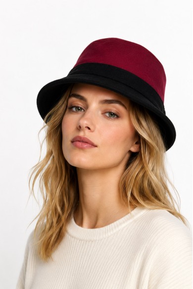 SOMBRERO CLOCHE BICOLOR PARA MUJER ESTILO VINTAGE MZ-200059