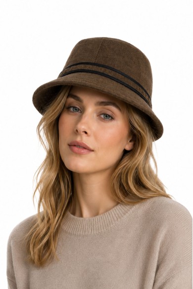 SOMBRERO CLOCHE ELEGANTE PARA MUJER CON LAZO DECORATIVO MZ-200057