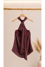 TOP HALTER DE LUNARES PARA MUJER CON BROCHE DORADO FBZMA1728