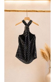 TOP HALTER DE LUNARES PARA MUJER CON BROCHE DORADO FBZMA1731