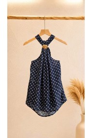 TOP HALTER DE LUNARES PARA MUJER CON BROCHE DORADO FBZMA1729