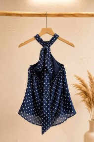 TOP HALTER DE LUNARES PARA MUJER CON BROCHE DORADO FBZMA1729