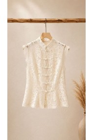 BLUSA DE ENCAJE CON CIERRE ORIENTAL SIN MANGAS PARA MUJER FBZMA1732