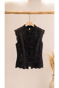 BLUSA DE ENCAJE CON CIERRE ORIENTAL SIN MANGAS PARA MUJER FBZMA1733