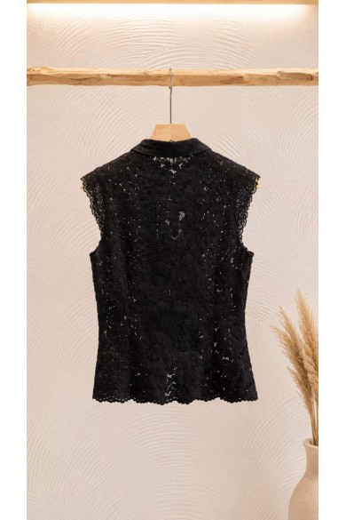 BLUSA DE ENCAJE CON CIERRE ORIENTAL SIN MANGAS PARA MUJER FBZMA1733
