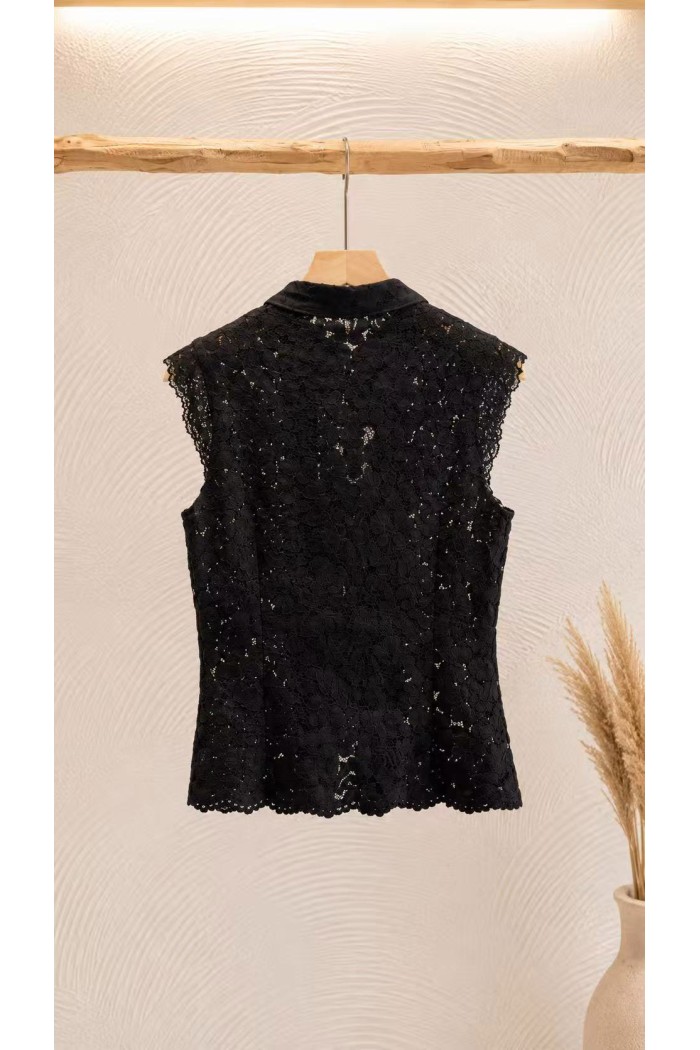 BLUSA DE ENCAJE CON CIERRE ORIENTAL SIN MANGAS PARA MUJER FBZMA1733