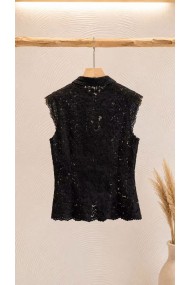 BLUSA DE ENCAJE CON CIERRE ORIENTAL SIN MANGAS PARA MUJER FBZMA1733