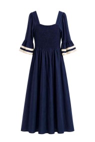 VESTIDO LARGO BOHO CON BORDADO GEOMÉTRICO Y MANGA VOLANTE FBZMA1677