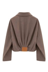 CHAQUETA CORTA EFECTO ANTE CON CREMALLERA Y CUELLO CAMISERO FBZMR22511