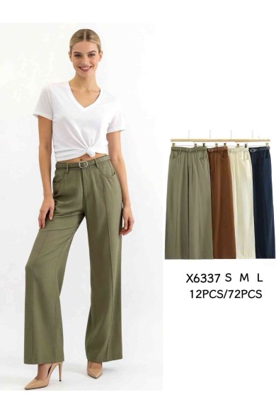 PANTALÓN PALAZZO DE TIRO ALTO CON CINTURÓN DBT-X6337