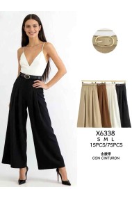 PANTALÓN PALAZZO PLISADO DE TIRO ALTO CON CINTURÓN DBT-X6338