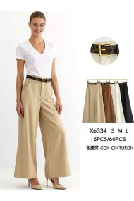 PANTALÓN PALAZZO DE TIRO ALTO CON CINTURÓN ESTAMPADO DBT-X6334