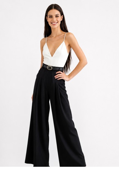 PANTALÓN PALAZZO PLISADO DE TIRO ALTO CON CINTURÓN DBT-X6338