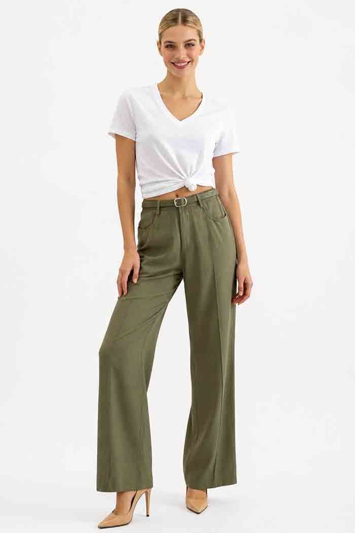 PANTALÓN PALAZZO DE TIRO ALTO CON CINTURÓN DBT-X6337