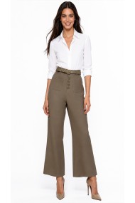 PANTALÓN PALAZZO DE TIRO ALTO CON CINTURÓN Y BOTONES DECORATIVOS PARA MUJER DBT-X6335