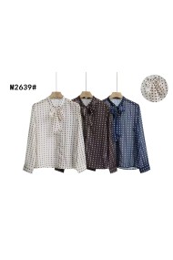 BLUSA-DE-MUJER-DE-LUNARES-CON-LAZO-AL-CUELLO-Y-MANGA-LARGA DBT-M2639