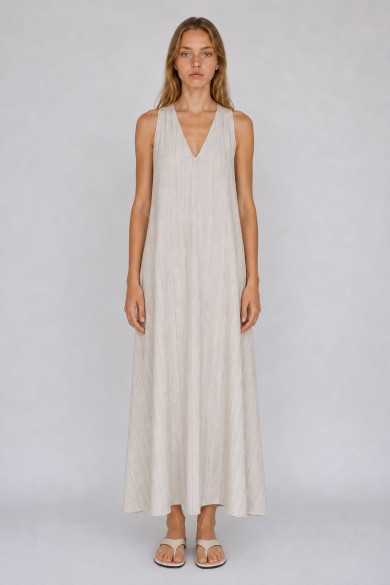 VESTIDO LARGO DE MUJER SIN MANGAS CON CUELLO HALTER Y ESPALDA ABIERTA FBZMR22171
