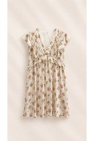 VESTIDO CORTO DE MUJER CON ESTAMPADO FLORAL, VOLANTES Y ESCOTE EN V FBZMR8947