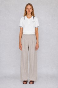 POLO DE PUNTO PARA MUJER DE MANGA CORTA CON CUELLO DE RAYAS Y BORDADO PARIS DBT-DA1033