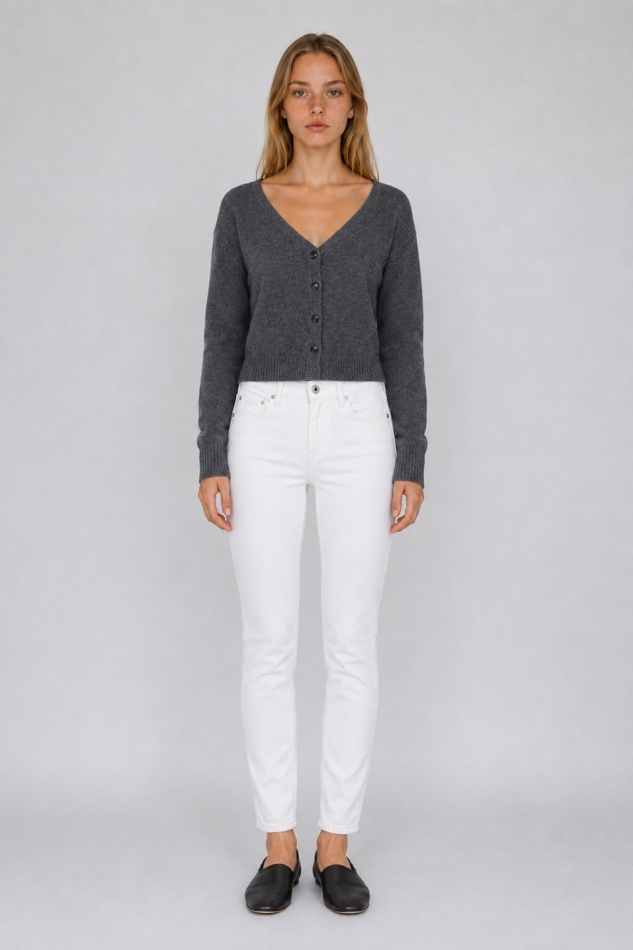 PANTALÓN VAQUERO SKINNY BLANCO PARA MUJER DE TIRO MEDIO CON CINCO BOLSILLOS FBZL2876