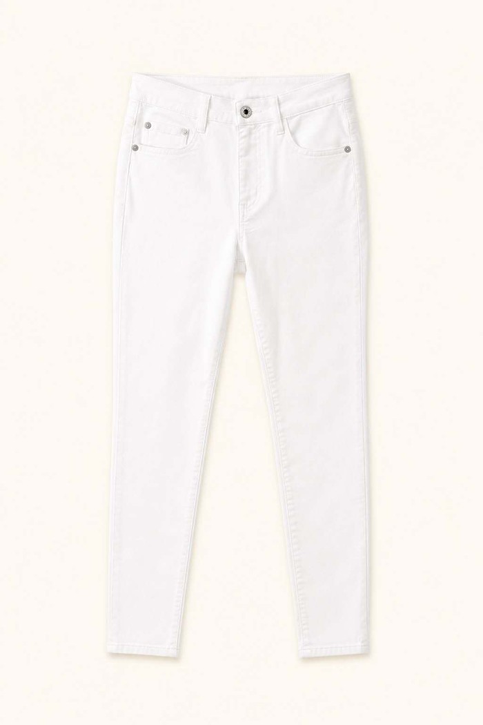 PANTALÓN VAQUERO SKINNY BLANCO PARA MUJER DE TIRO MEDIO CON CINCO BOLSILLOS FBZL2876