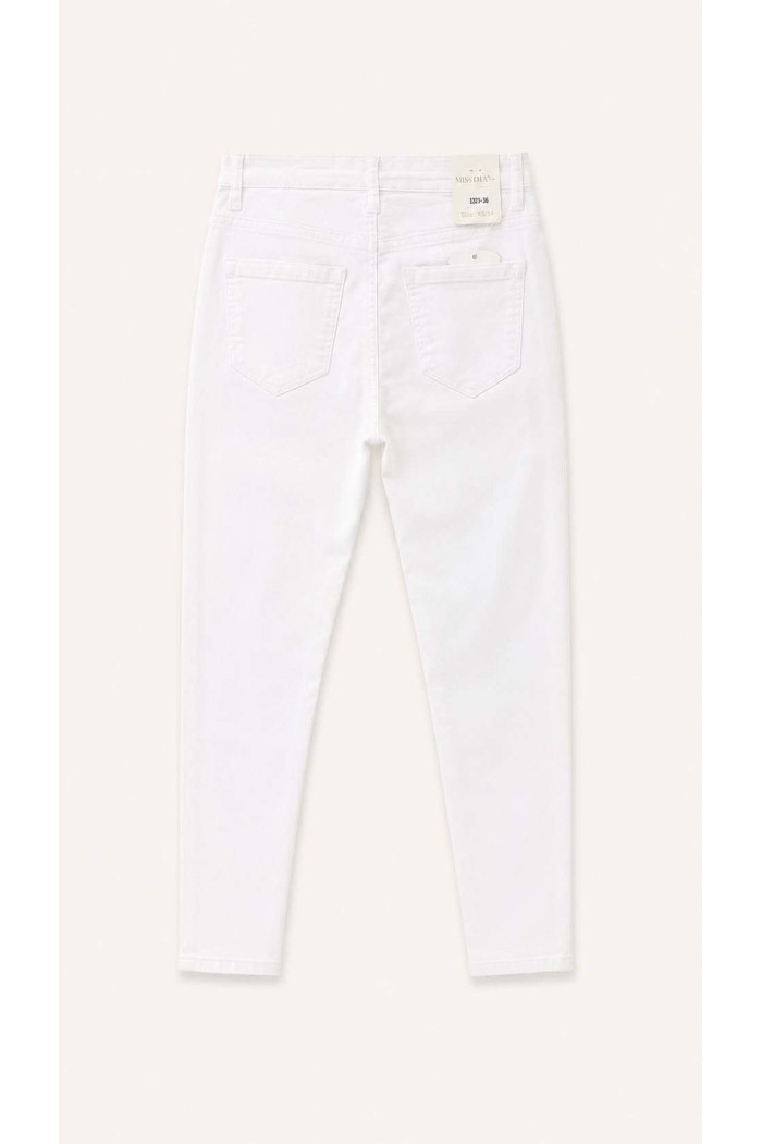 PANTALÓN VAQUERO SKINNY BLANCO PARA MUJER DE TIRO MEDIO CON CINCO BOLSILLOS FBZL2876