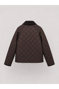 CHAQUETA ACOLCHADA CORTA PARA MUJER CON CUELLO DE PANA Y BOTONES A PRESIÓN MARRON TY-M9306