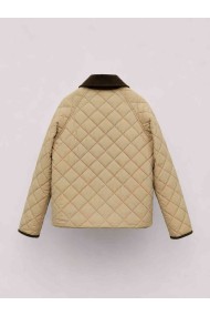 CHAQUETA ACOLCHADA CORTA PARA MUJER CON CUELLO DE PANA Y BOTONES A PRESIÓN BEIGE TY-M9306
