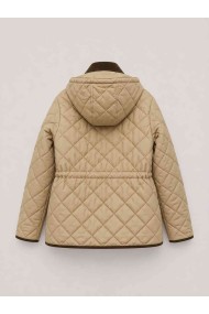 CHAQUETA ACOLCHADA CON CAPUCHA DESMONTABLE Y CUELLO DE PANA PARA MUJER BEIGE TY-M9297