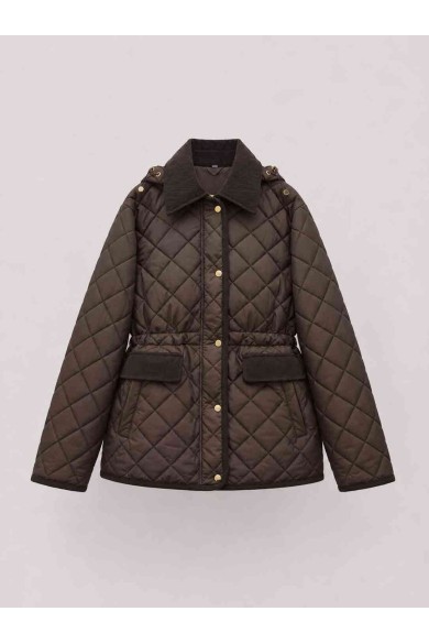 CHAQUETA ACOLCHADA CON CAPUCHA DESMONTABLE Y CUELLO DE PANA PARA MUJER MARRON TY-M9297