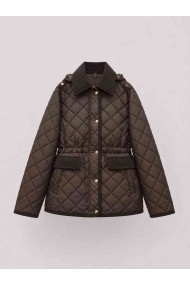 CHAQUETA ACOLCHADA CON CAPUCHA DESMONTABLE Y CUELLO DE PANA PARA MUJER MARRON TY-M9297