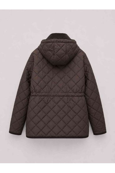 CHAQUETA ACOLCHADA CON CAPUCHA DESMONTABLE Y CUELLO DE PANA PARA MUJER MARRON TY-M9297