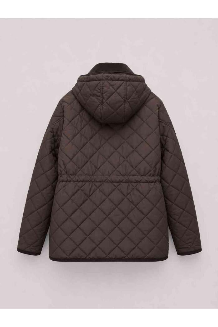 CHAQUETA ACOLCHADA CON CAPUCHA DESMONTABLE Y CUELLO DE PANA PARA MUJER MARRON TY-M9297