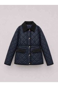 CHAQUETA ACOLCHADA CON CAPUCHA DESMONTABLE Y CUELLO DE PANA PARA MUJER AZUL MARINO TY-M9297