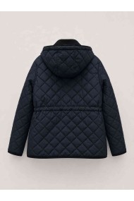 CHAQUETA ACOLCHADA CON CAPUCHA DESMONTABLE Y CUELLO DE PANA PARA MUJER AZUL MARINO TY-M9297