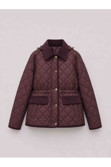 CHAQUETA ACOLCHADA CON CAPUCHA DESMONTABLE Y CUELLO DE PANA PARA MUJER GRANATE TY-M9297
