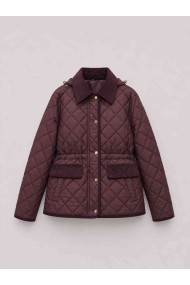CHAQUETA ACOLCHADA CON CAPUCHA DESMONTABLE Y CUELLO DE PANA PARA MUJER GRANATE TY-M9297