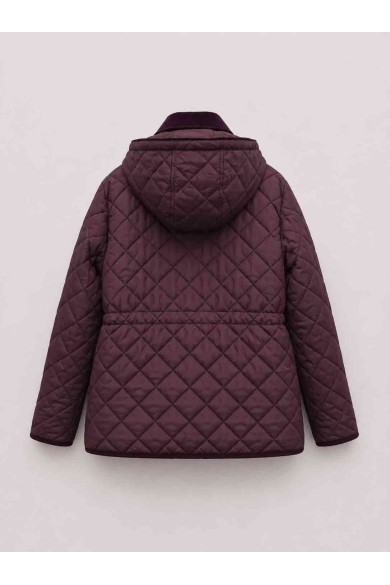 CHAQUETA ACOLCHADA CON CAPUCHA DESMONTABLE Y CUELLO DE PANA PARA MUJER GRANATE TY-M9297